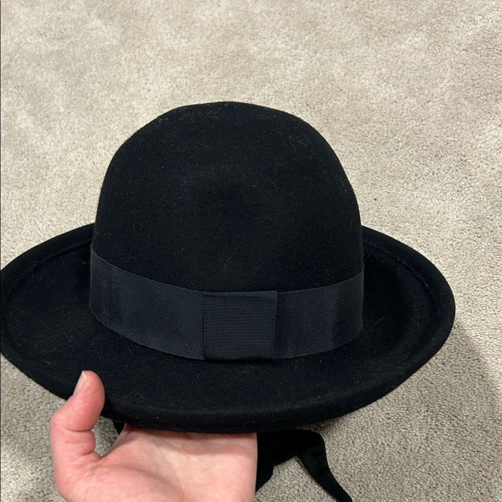 Black Wool Betmar  Bow Band Dome Hat